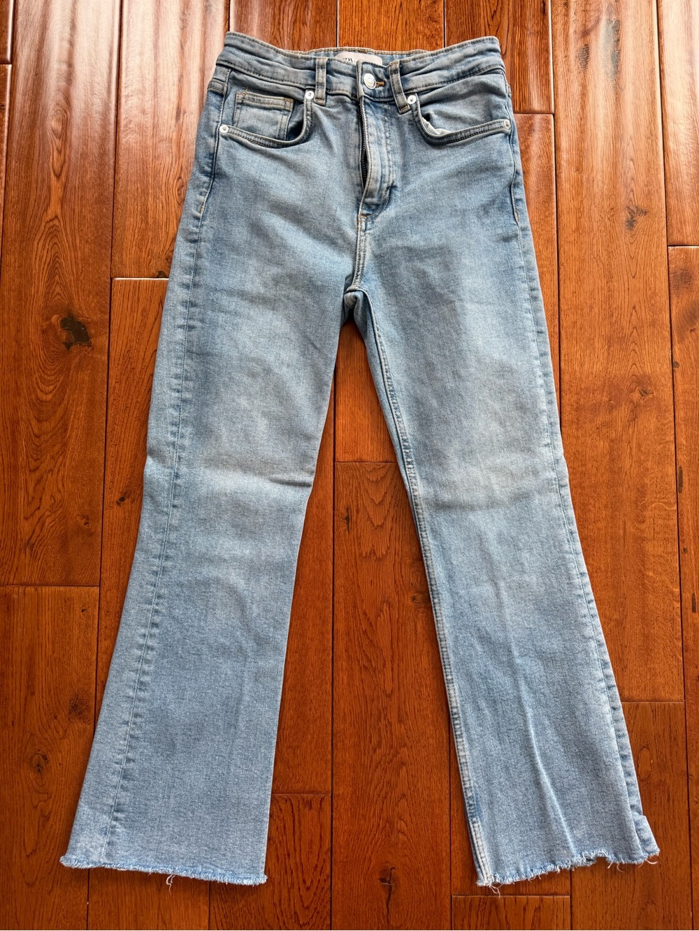 Zara Light Blue Ankle Flare Jeans